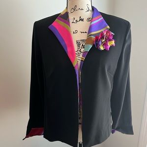 JESSICA HOWARD Flower Floret Pin Open Front Blazer
